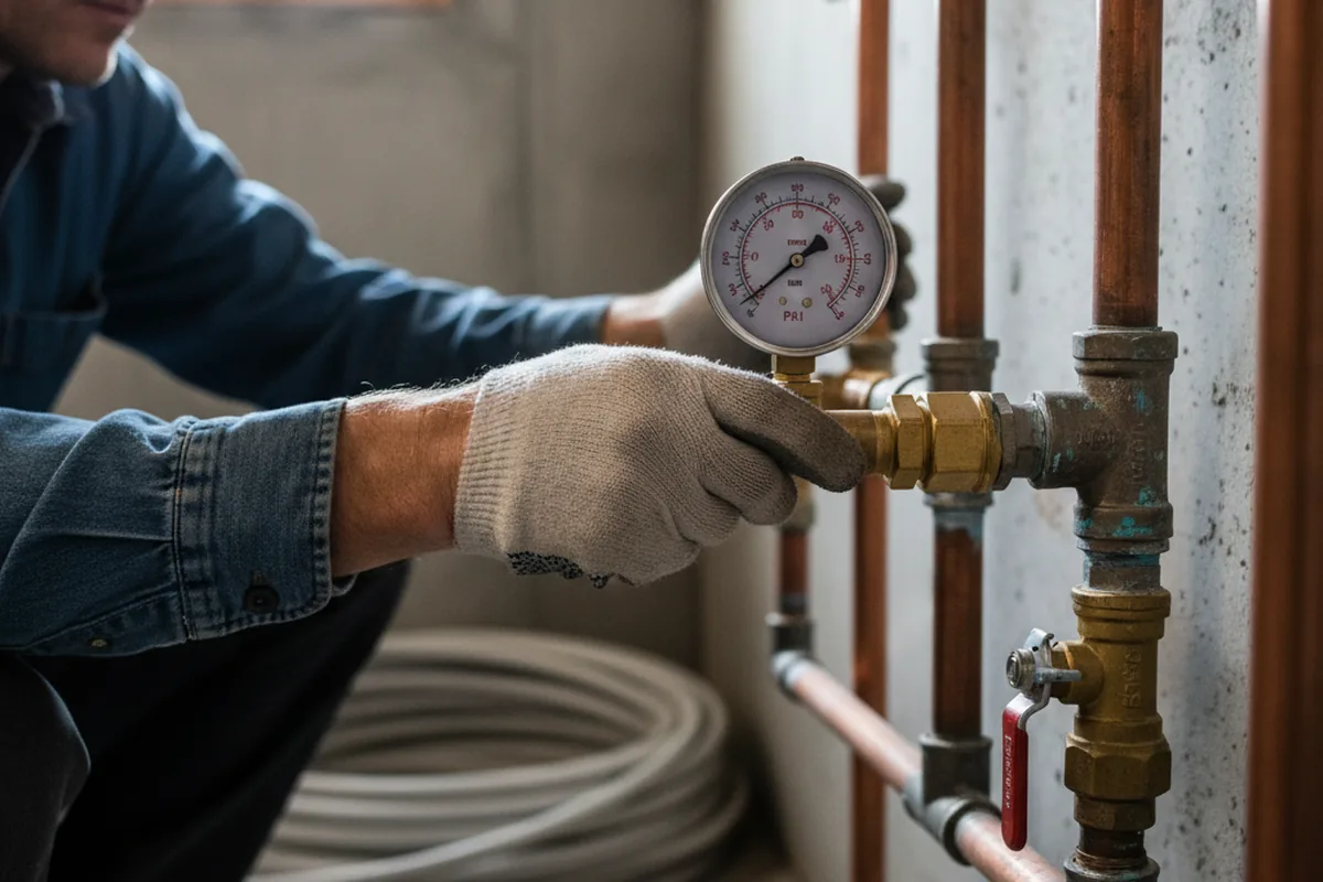 Pressure testing a repaired line during Water Line Repair in De Soto